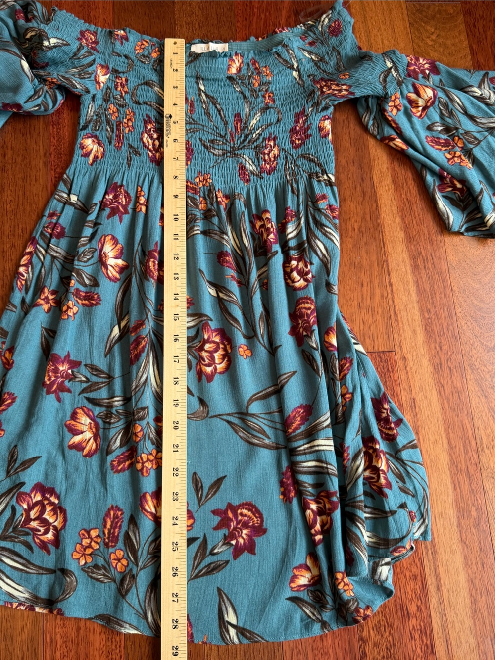 ILLA ILLA Teal Floral Off-Shoulder Top with Rust Accents - Picture 5 of 6